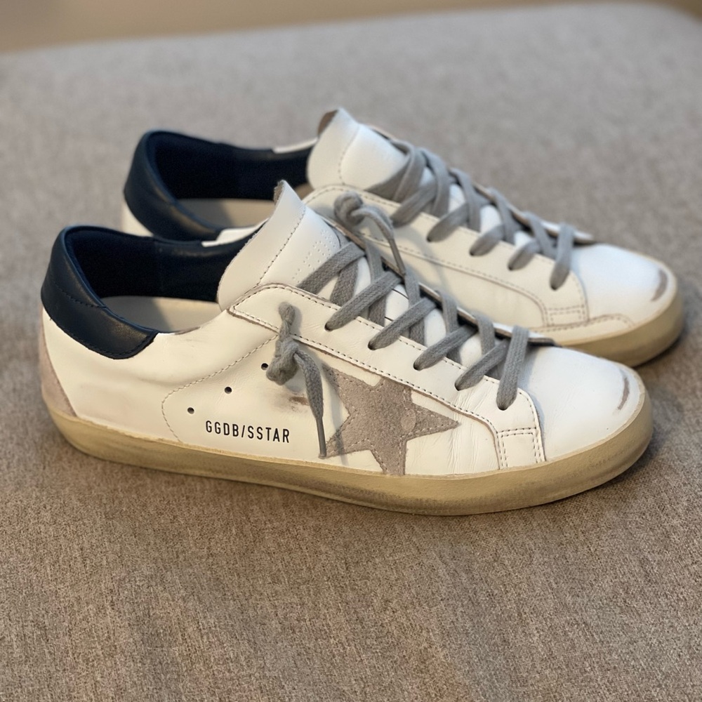 Golden Goose White and Gray Sneakers